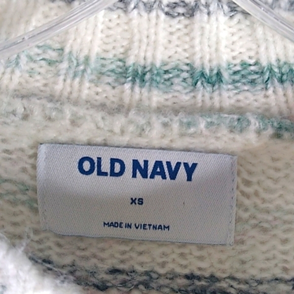 Old Navy - Ivory / pastel high neck Wool Blend  long Sleeve Sweater - size XS - Picture 4 of 6